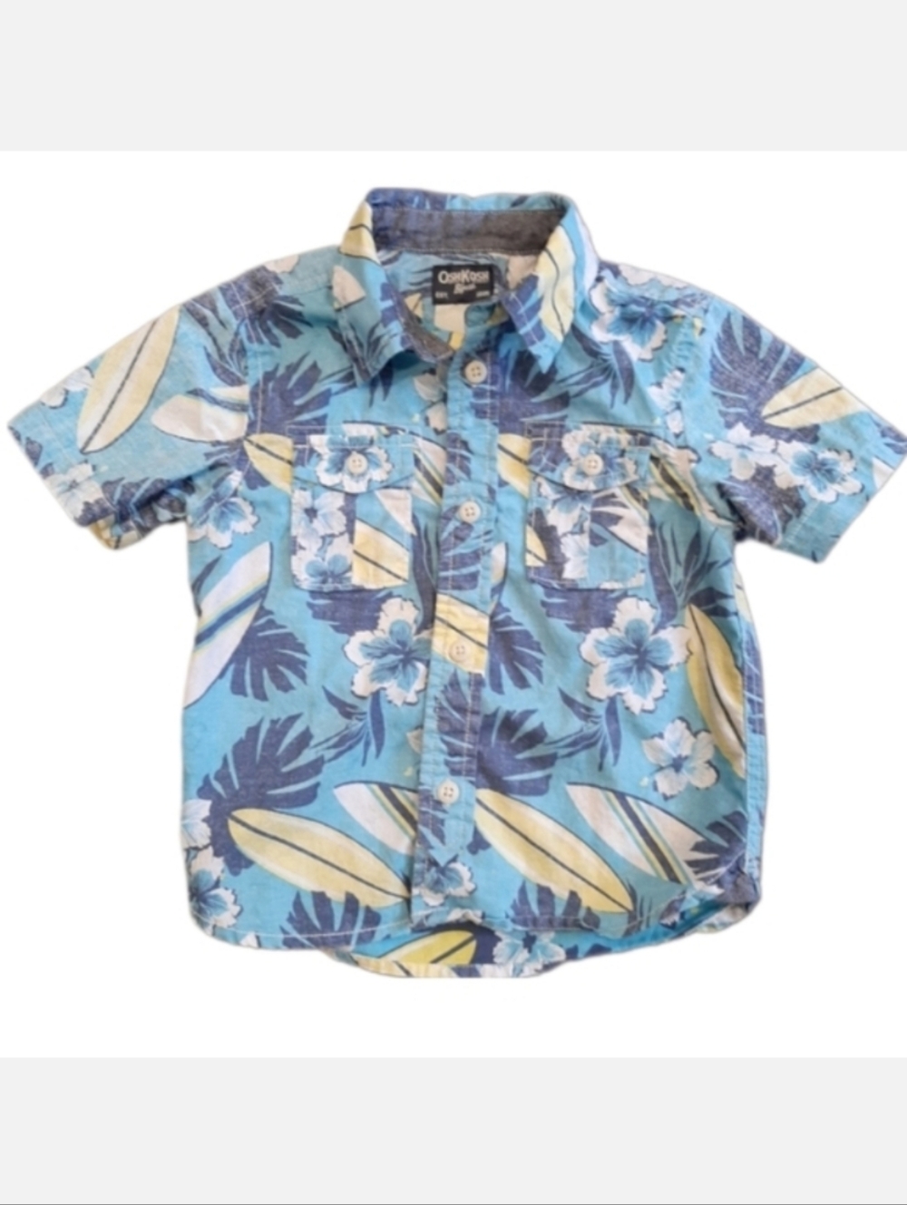 3/$20 OSHKOSH Hawaiian Button Down Shirt Short Sleeve Summer Beach Vacation